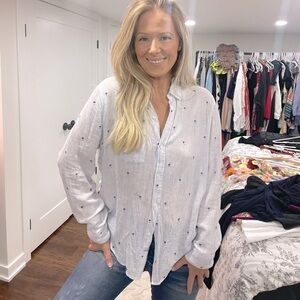 RAILS linen palm print button up